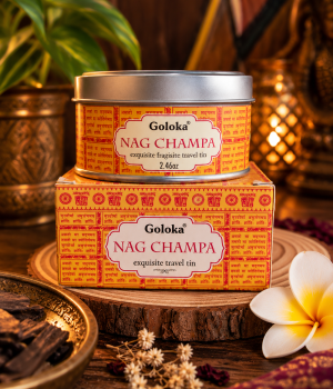 Vela aromática Goloka Nag Champa 70g com embalagem