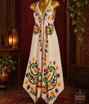 Vestido ponta bordado floral cru tamanho U - peça inteira
