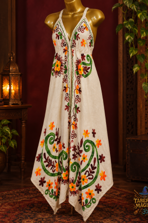 Vestido ponta bordado floral cru tamanho U - peça inteira